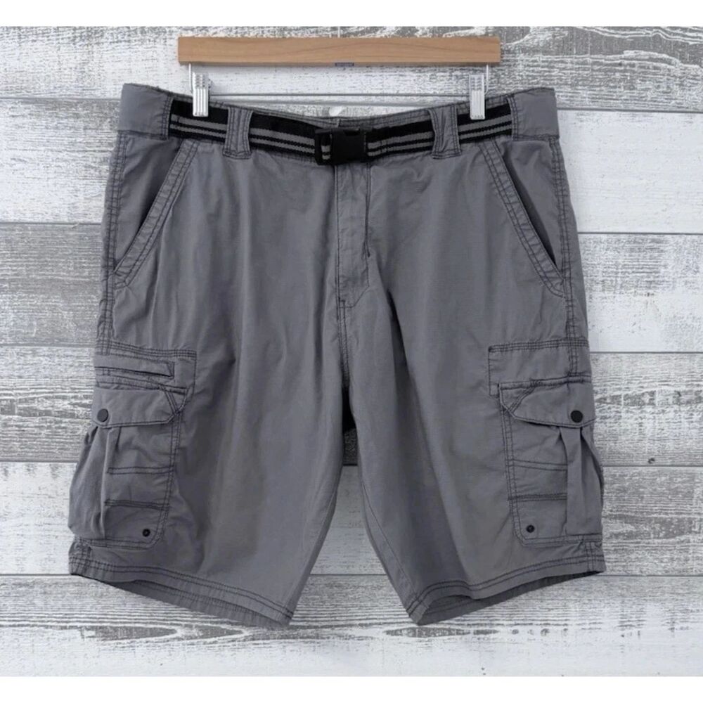 Iron Co Cargo Shorts Belt Pockets Gray Men's Size 40 Stretch Hiking Outdoor